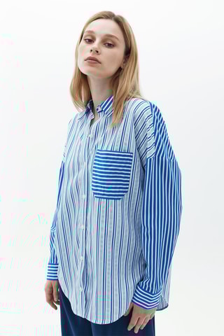 Blouse Kobaltblauw en Wit