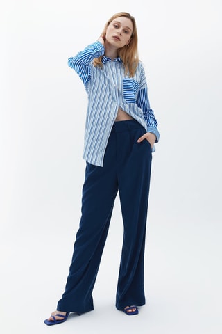 Blouse Kobaltblauw en Wit