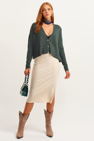 Kokerrok Hoge Taille Gemêleerd Beige