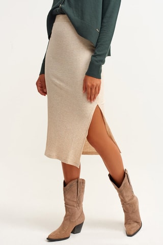 Kokerrok Hoge Taille Gemêleerd Beige