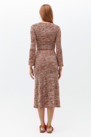 Midirok Hoge Taille Ecru en Camel