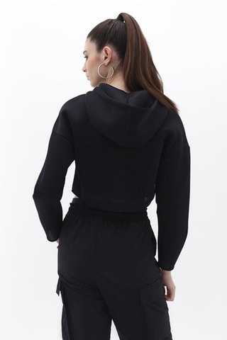 Korte Sweater met Capuchon - Zwart