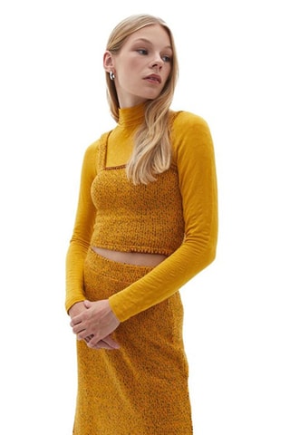 Crop Top - Gemêleerd Mosterdgeel
