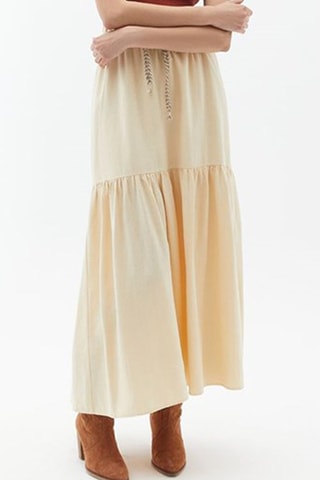 Lange Rok Hoge Taille - Beige