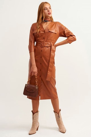 Blouse-jurk - Bruin