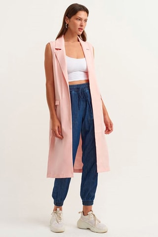 Lang Mouwloos Vest - Roze