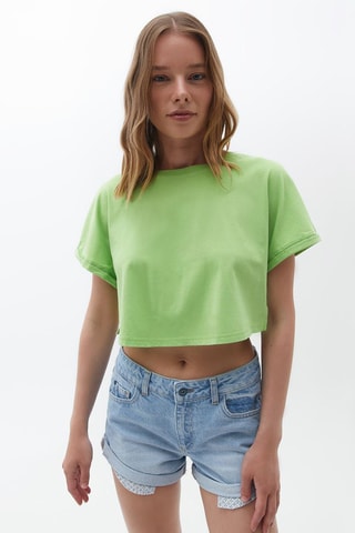 Cropped T-shirt - Limoengroen