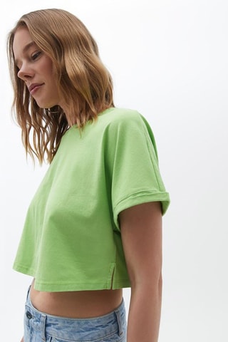 Cropped T-shirt - Limoengroen