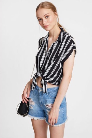 Geknoopte Blouse - Zwart