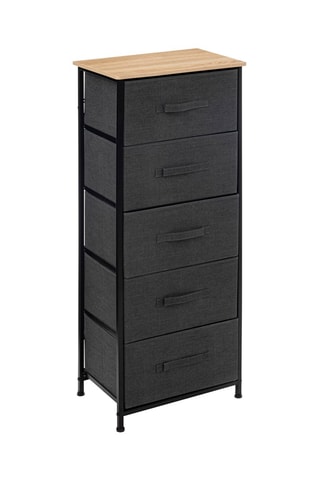Meuble de rangement 5 tiroirs Tissa - Gris foncé - 45 x 114 x 30 cm