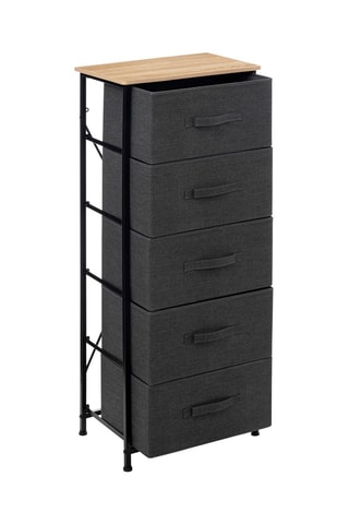 Meuble de rangement 5 tiroirs Tissa - Gris foncé - 45 x 114 x 30 cm