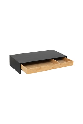 Support d'écran d'ordinateur Naturéo - 47 x 10 x 25 cm - Noir et naturel