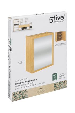 Meuble en bambou avec miroir Lab'n modul - 23,3 x 7 x 75 cm - Naturel