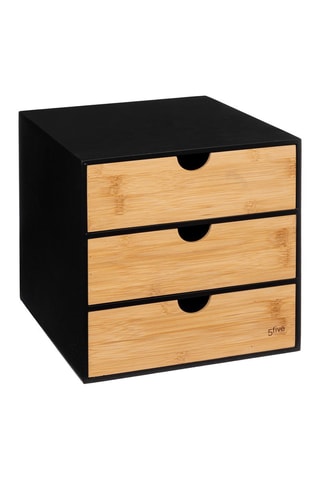 Etagère en bambou - 25 x 31 x 25 cm - Noir et naturel