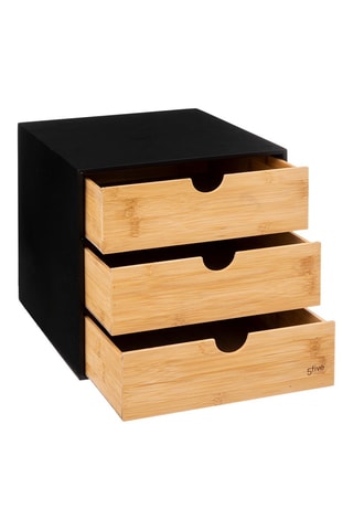 Etagère en bambou - 25 x 31 x 25 cm - Noir et naturel