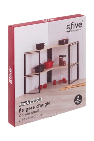 Etagère d'angle - 40 x 40 x 35 cm - Imitation bois et noir