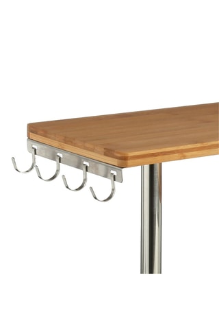 Etagère d'angle 3 niveaux en bambou et acier inoxydable - 45 x 43 x 38,5 cm - Naturel et Argenté