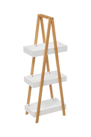 Etagère 3 niveaux - 30 x 18 x 82 cm - Marron et blanc