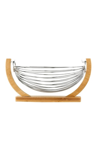 Corbeille à fruits en bambou - 37 x 20,5 x 18 cm - Naturel et argenté