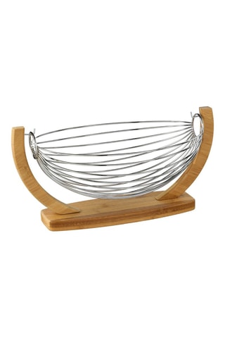 Corbeille à fruits en bambou - 37 x 20,5 x 18 cm - Naturel et argenté