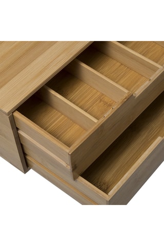 Porte capsules 2 tiroirs en bambou - 34 x 31 x 14,5 cm - Naturel