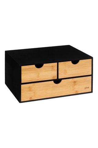 Boîte de rangement en bambou - 32,5 x 23,5 x 15 cm - Noir et naturel