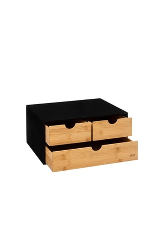 Boîte de rangement en bambou - 32,5 x 23,5 x 15 cm - Noir et naturel