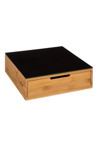 Porte capsules en bambou - 30 x 30 x 10 cm - Noir et naturel