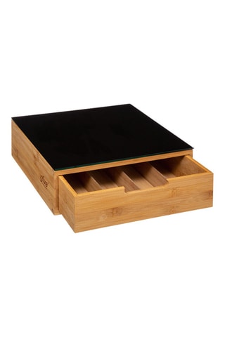 Porte capsules en bambou - 30 x 30 x 10 cm - Noir et naturel