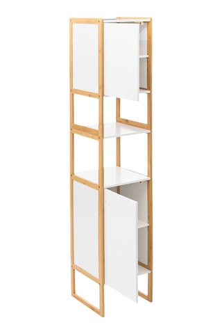 Colonne de salle de bain - 170 x 33 x 33 cm - Blanc et naturel