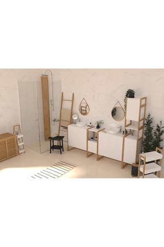Colonne de salle de bain - 170 x 33 x 33 cm - Blanc et naturel
