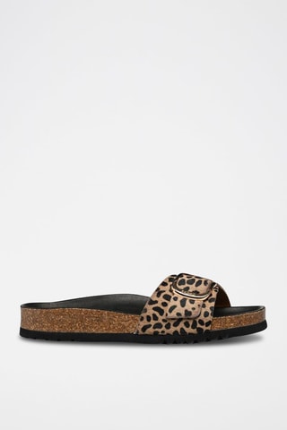 Mules en nubuck Kathleen Noir et camel