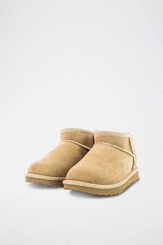 Bottines fourrées plateformes en cuir de mouton nubuck K-Classic Ultra Mini - Beige clair