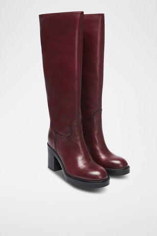 Botas Tubular em couro Regular - Bordô