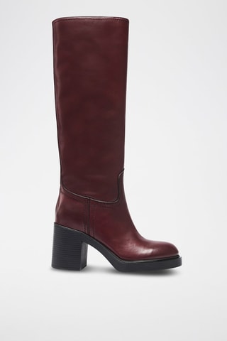 Botas Tubular em couro Regular - Bordô