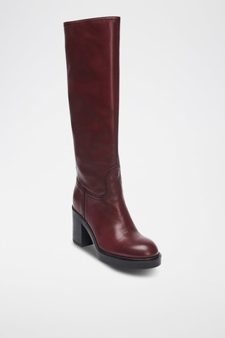 Botas Tubular em couro Regular - Bordô