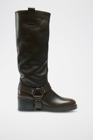 Botas em couro Biker - Castanho