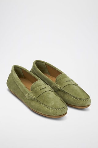 Mocassins en nubuck - Vert