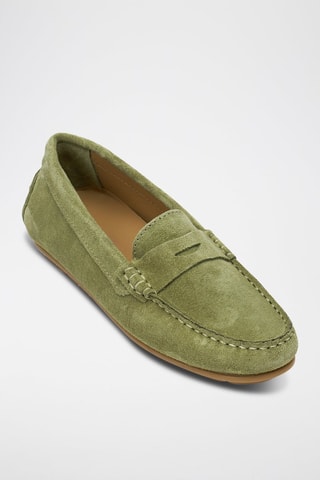 Mocassins en nubuck - Vert