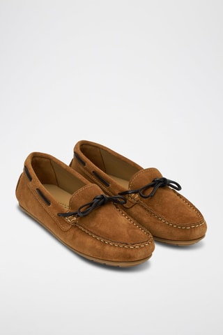 Chaussures bateau en nubuck - Marron