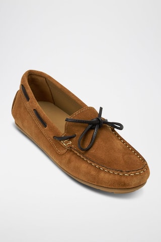Chaussures bateau en nubuck - Marron