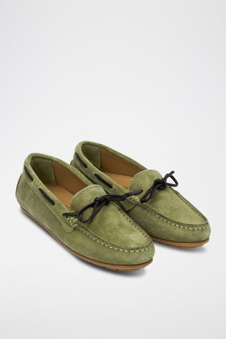 Chaussures bateau en nubuck - Vert