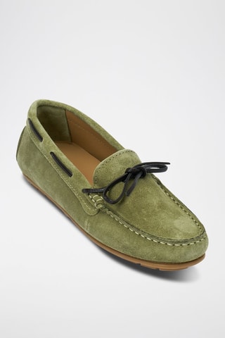 Chaussures bateau en nubuck - Vert