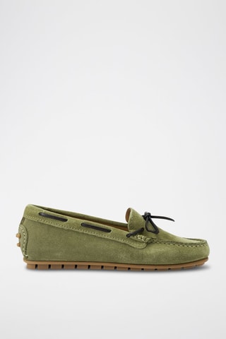 Chaussures bateau en nubuck - Vert