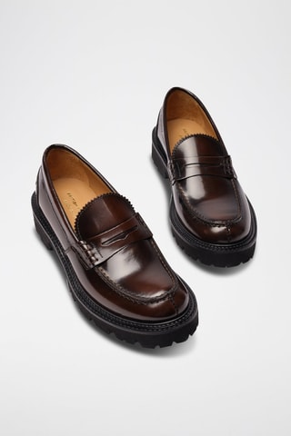 Mocassins Penny en cuir verni Regular - Bordeaux