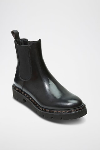 Botins Chelsea em couro Preto