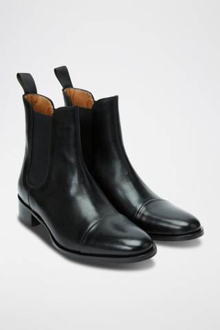 Botins Chelsea em couro Preto