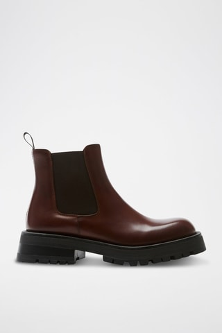 Botins Chelsea em couro 
Castanho-escuro