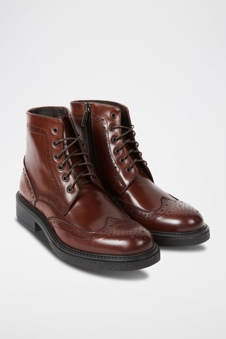 Botins em couro Wing Cap  Castanho-escuro