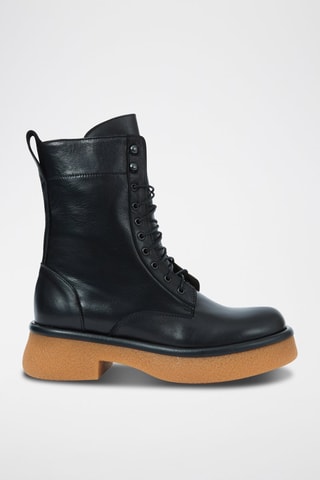 Botins em couro Ankle Preto